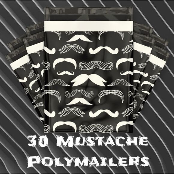 30‎ Mustache 10x13 Poly Mailers - Picture 1 of 2
